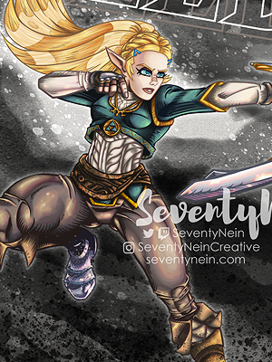 Full body illustration of Princess Zelda from The Legend of Zelda Breath of the Wild