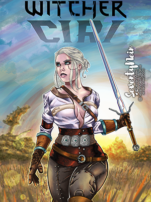 Thigh-Up illustration Of Ciri from The Witcher 3